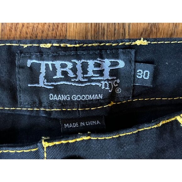 Tripp NYC Black Yellow Rave Alt Girl Highlighter Dance Pants Women's Size 30 - Picture 3 of 11